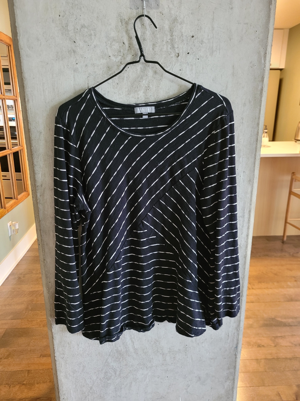 Habitat Black Long-Sleeve Top with White Diagonal Stripes